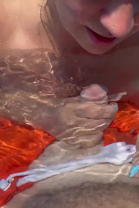 Blowjob, Handjob, Cumshot Underwater in Public Pool