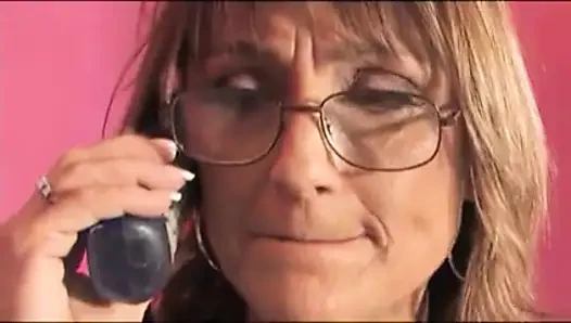 Stockinged cougar pussy licked and fingered before fucking