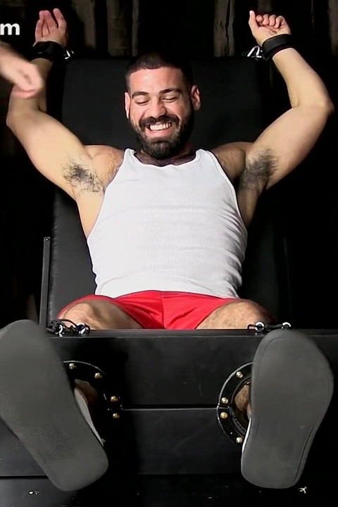 Ricky Larkin Tickled While His Feet in Stocks
