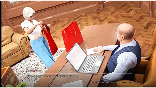 Büyü kitabı - oyun - rol yapma - orta yaşlı seksi kadın patronuna masanın altında sakso çekiyor