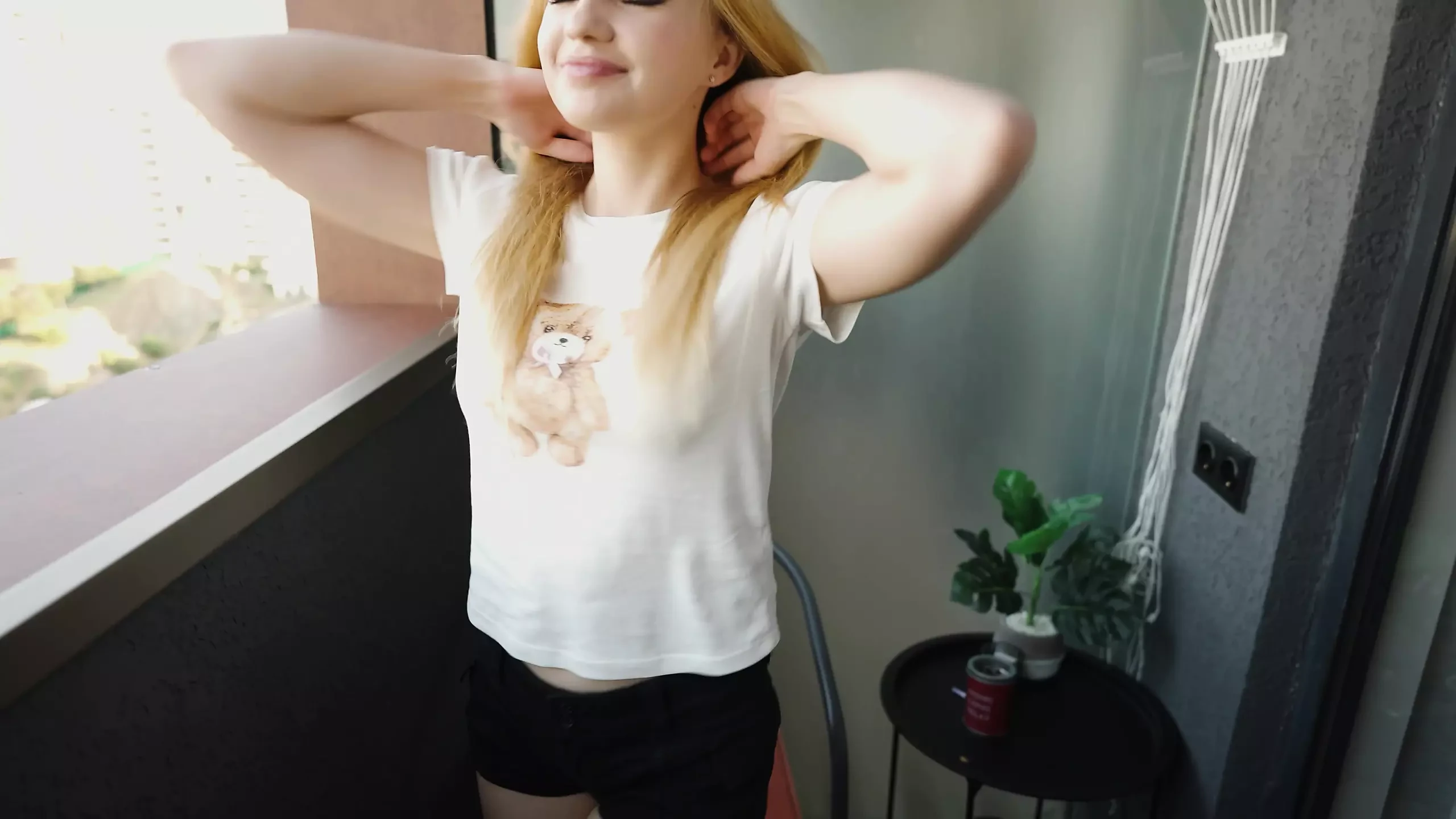 Stepsister Got Caught Smoking and Didn't Mind Getting Fucked in Ass and Pussy