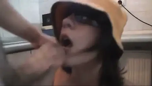 Cute brunette gets anal action after blowjob