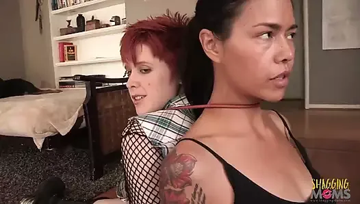 Lesbian friends tied up in a room alone, they need to escape