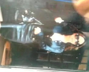 cum on victoria beckham in leather with bag.