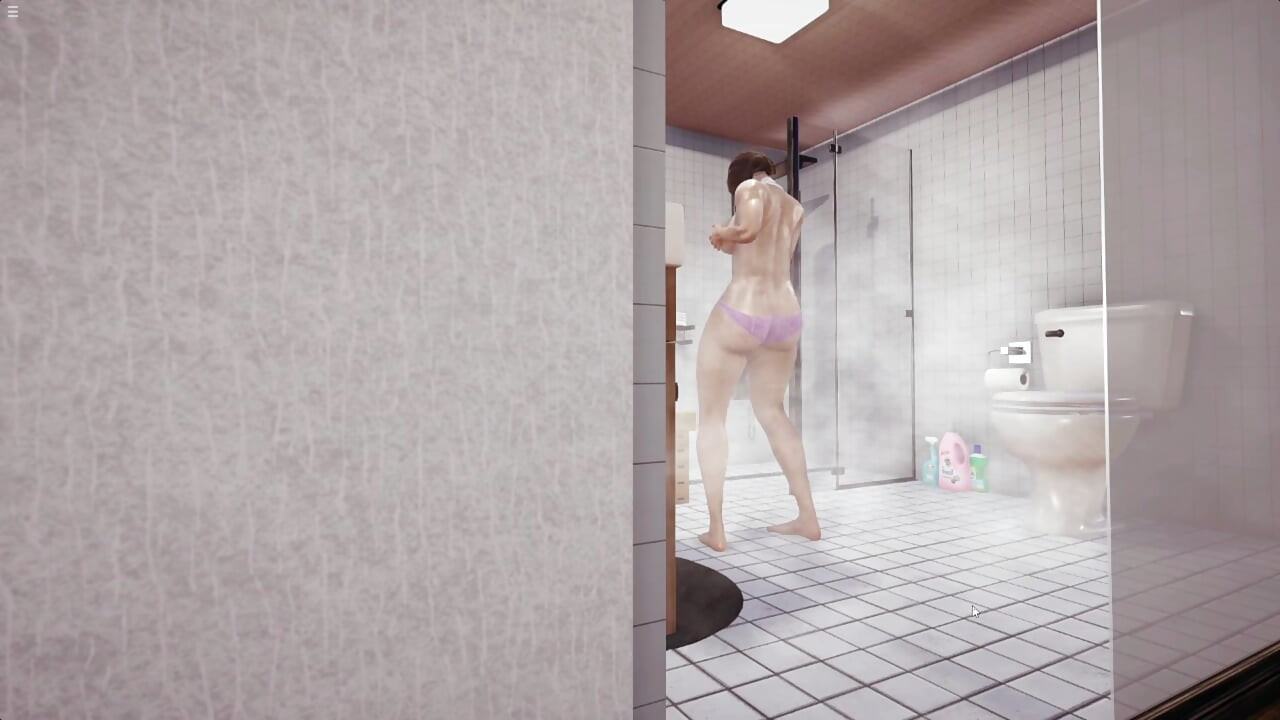 Stepson Jerking Cock While Watching Japanese Stepmom Masturbating Pussy In Bathroom