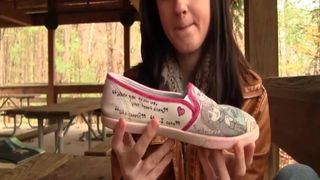 Kat brincadeira de sapato com meia personalizada de vans