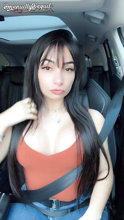 PUBLIC Hot Big Boobs latina EMANUELLY RAQUEL FLASHING TITS IN THE CAR
