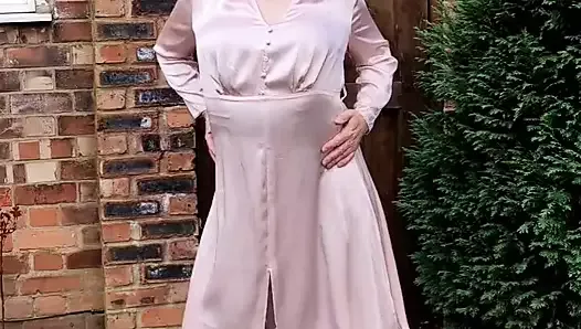 Sexy crossdresser in satin dress