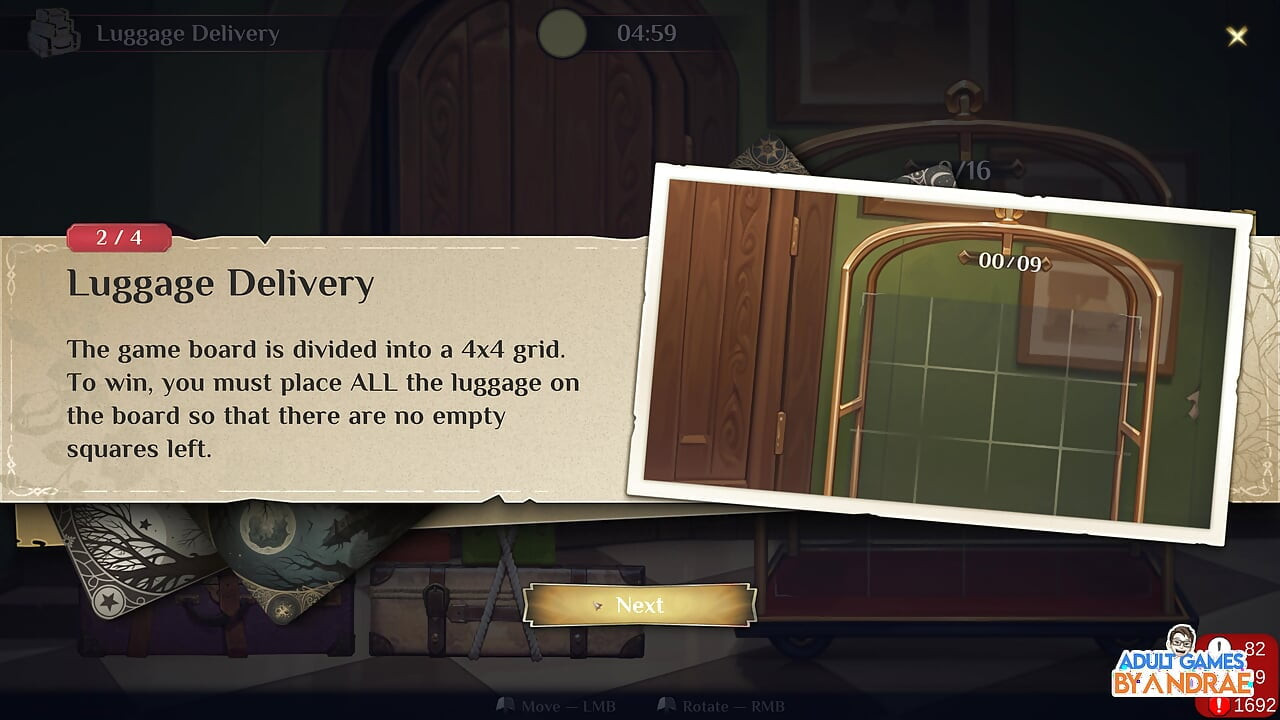 Hotel Tales Gameplay Part 3 - Helping Nikki Sort the Suitcases and Bathe Griselda the Huntress