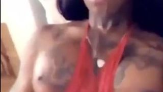 BBC sexy tranny cumming on her own face