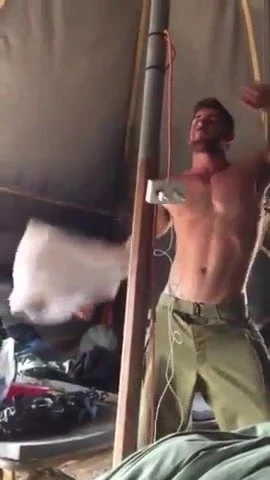 Str8 fun play - striptease in army camp