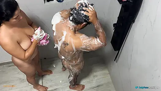 We shared a shower with my beautiful and sexy wife!