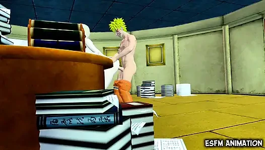 Наруто ублажает Lady Hokage в ее офисе