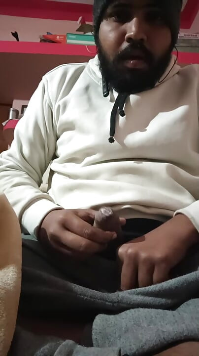 Slowly masterbating on bed during midnight time