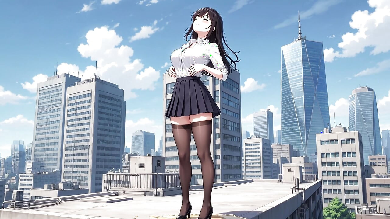 Office lady urinating outdoors, showing off her sexy big butt