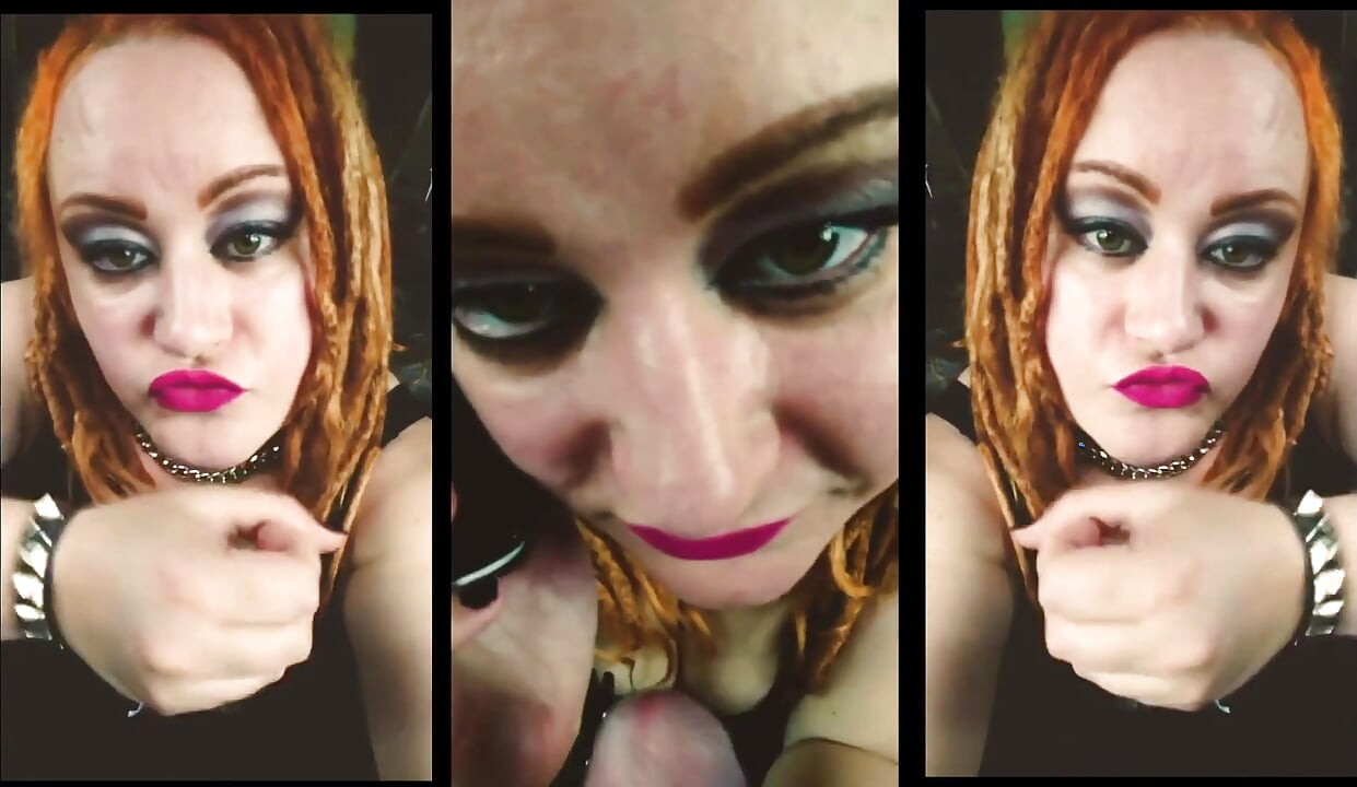 Talking to her boyfriend on the phone while she sucks off his cute buddy