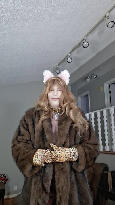 Nude under my fur coat and high heels