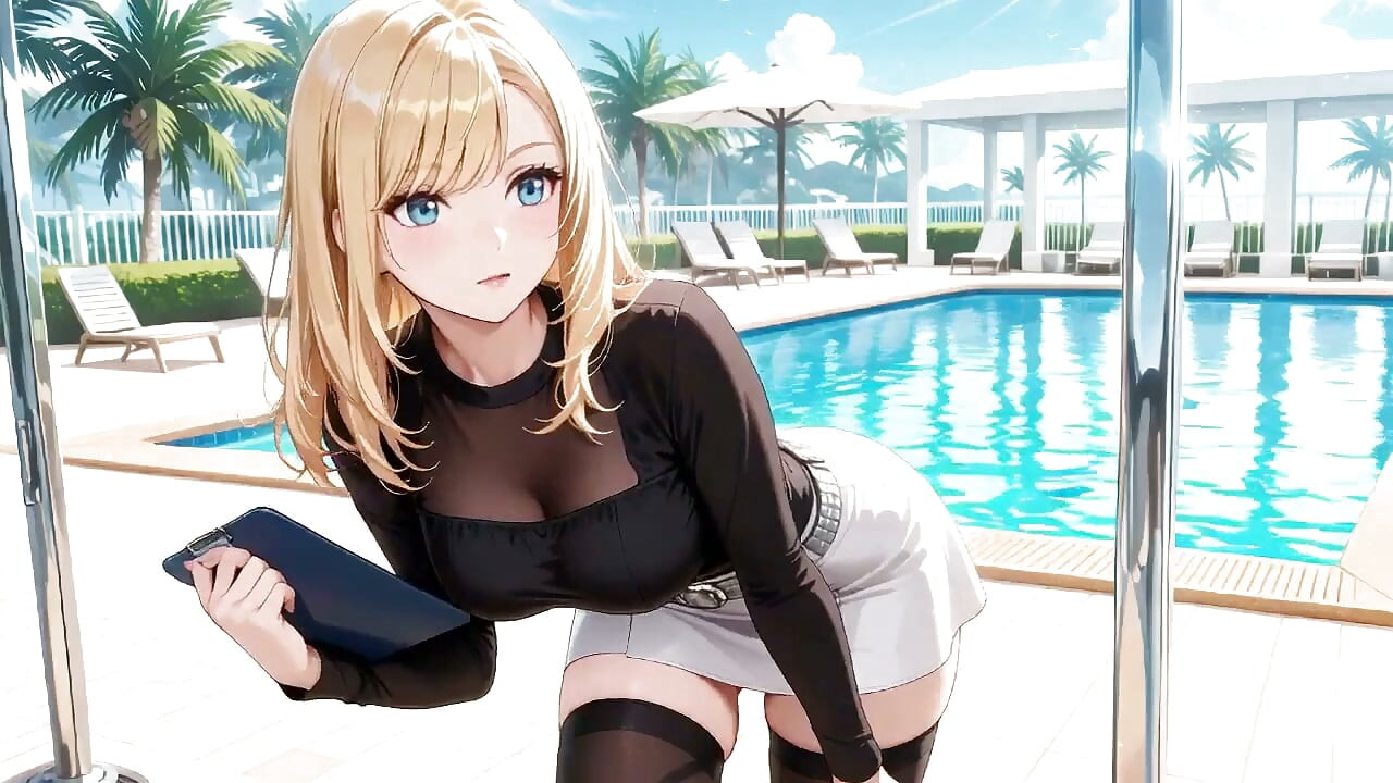 She Adjusts Her Skirt While Gazing Deep Into Your Eyes, Sun-kissed Wetness and Teasing Distance You Can't Handle