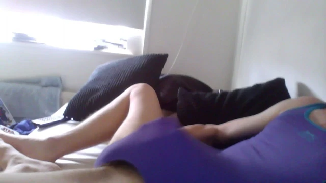 purple swimsuit cum