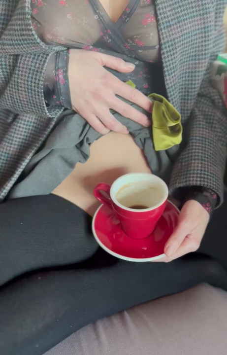 Lesbian in with coffee