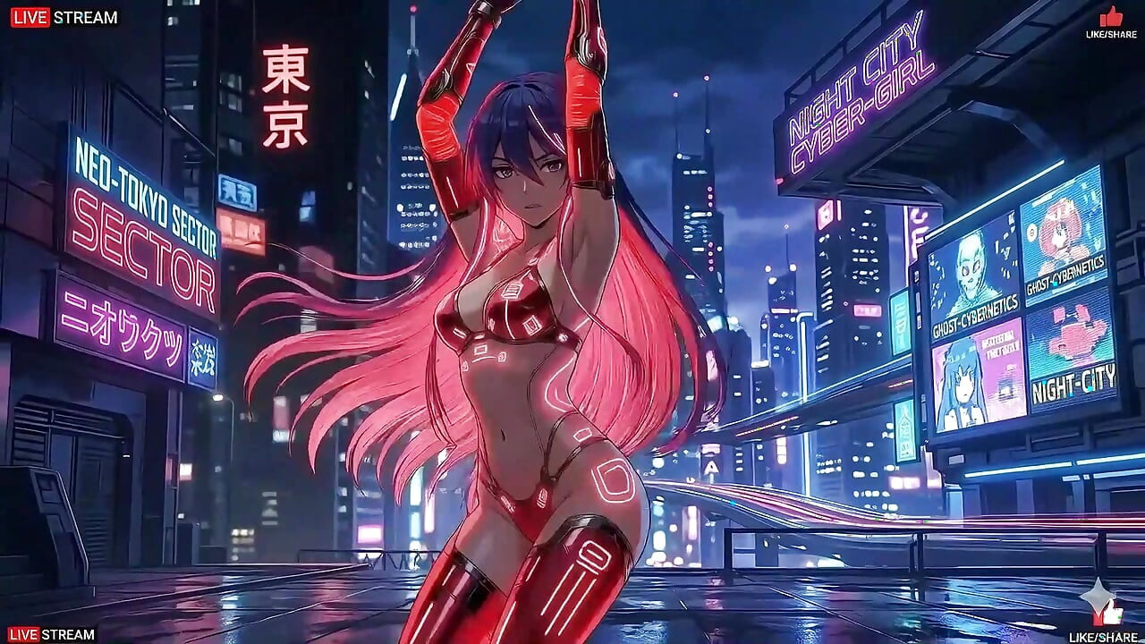 Sensual Cyberpunk Girl in Punk Style - Multiple Hot Scenes