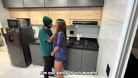 Big-breasted brunette MILF helps her brother-in-law when his wife is away