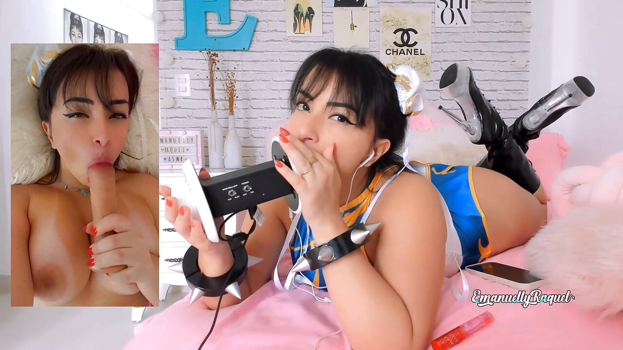 ASMR LUCAH SENGIT Chun Li Cosplay Emanuelly Raquel menjilat telanjang Ahegao blowjob dan kongkek tetek