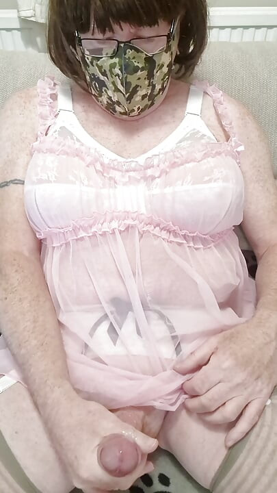 Vintage Pink Babydoll Cock Masturbation