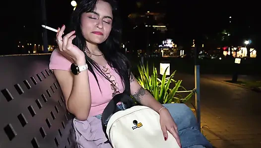 Amateur Public Pickup: Latina Fan with Pornhub Backpack Gives Deepthroat Blowjob & Gets Raw Creampie
