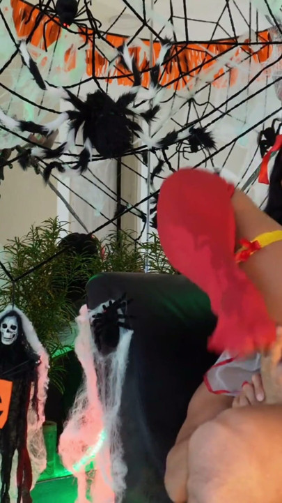 hallowen party gets out of control the queen of anal squirt is fucked y a masked man | Clip 3