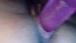 Riding dildo close up