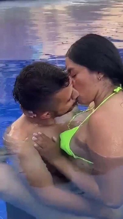 kissing my stepbrother's best friend in the pool and he gets wet really fast | Clip 1