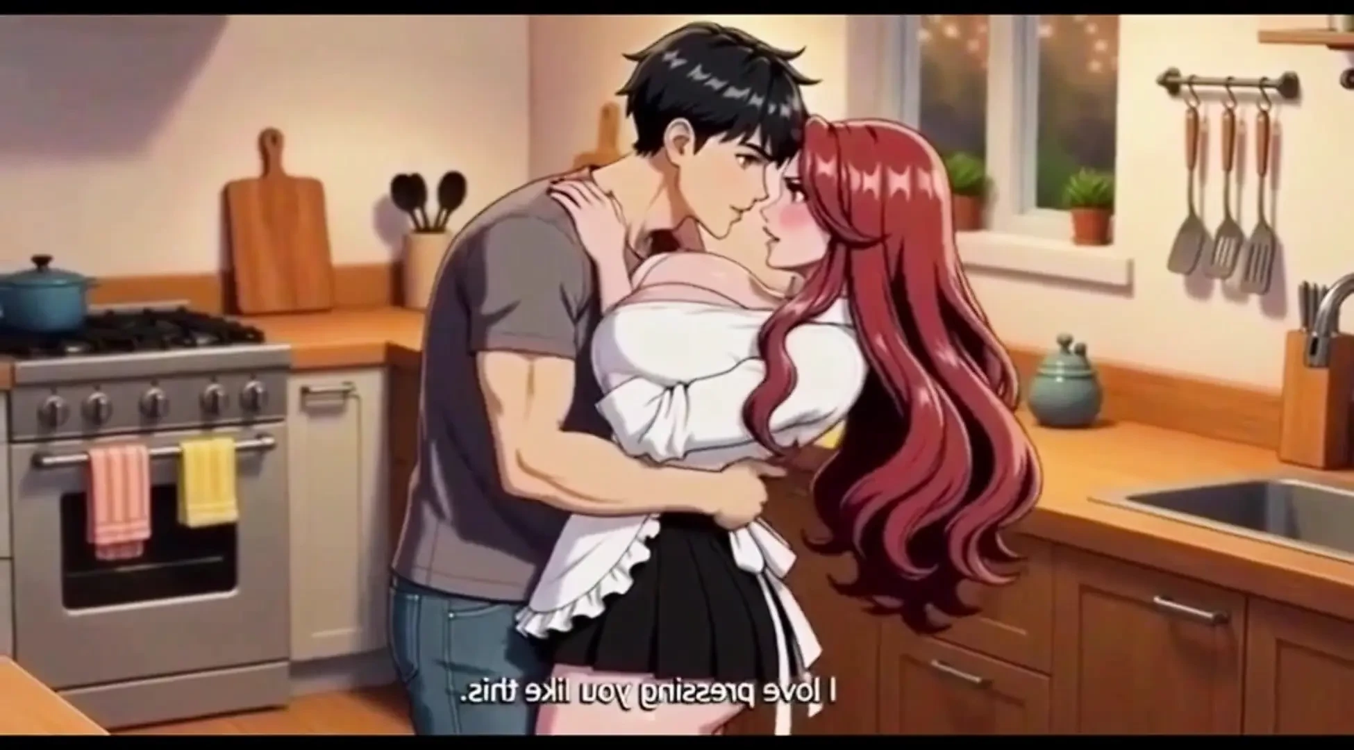 Stepmom teach stepson a special recipy in sexy style in kitchen