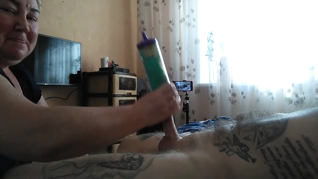 Helped me cum by jerking off my cock.