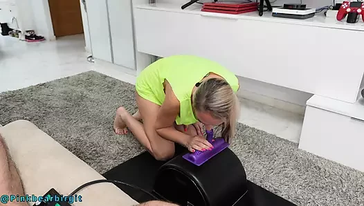 Husband is teasing wife with Sybian Sex Machine