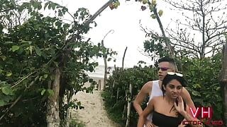 Slut girlfriend sucking my dick on the beach