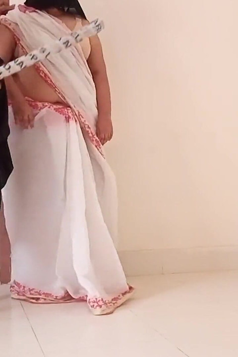 Arab Ethnicity maid in a white saree gets Rough fucked by the owner while the sweeping room