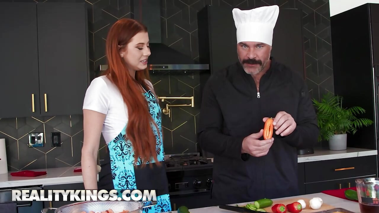 REALITY KINGS - Celebrity Chef Stella Luxx Can't Resist Her Opponent's Meat In This Vegan Vs Carnivore Cook Off