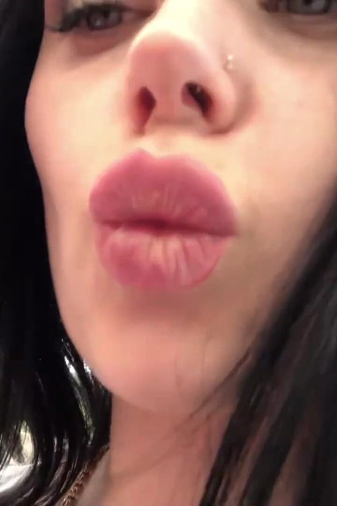 Sexy big lip  lick & smell on the lake