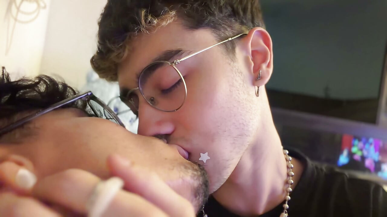 Sucking balls while jerking off and playing video games