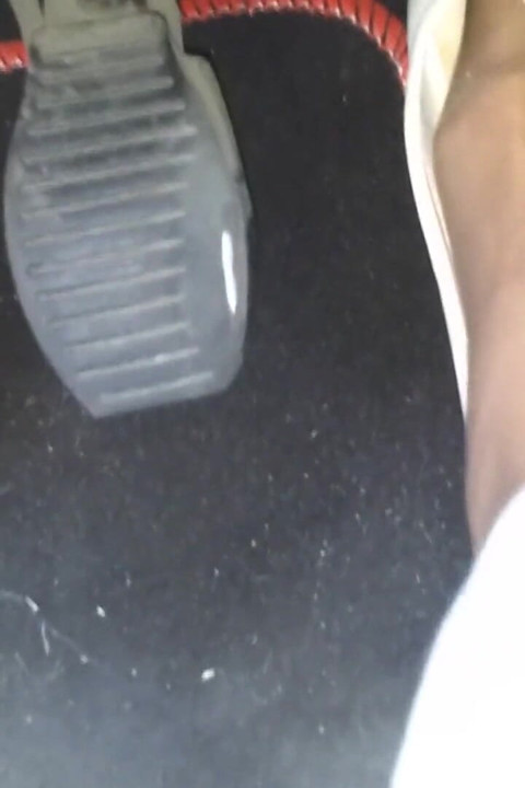 Pedal Pumping and Driving in Highway in Soft Worn Out Flats and Nylon Socks
