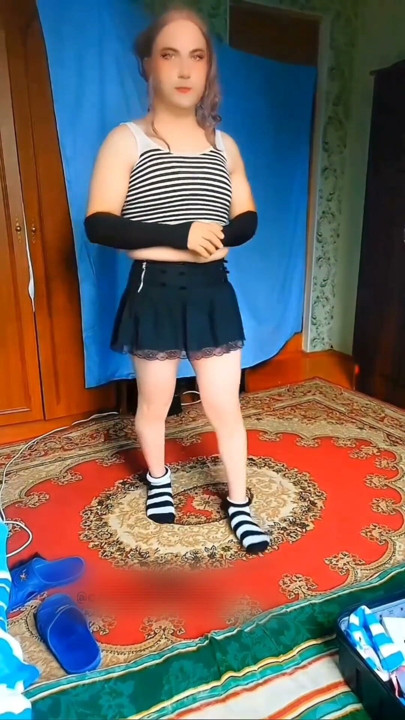 Schoolgirl Uniform Cheerleader Mini Skirt Sissy Shemale Crossdresser Lady Boy | Clip 1