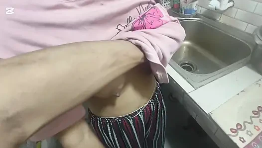 Desi hot stepsister cooking dinner I fuck her in the kitchen  desi hot kitchen sex videos