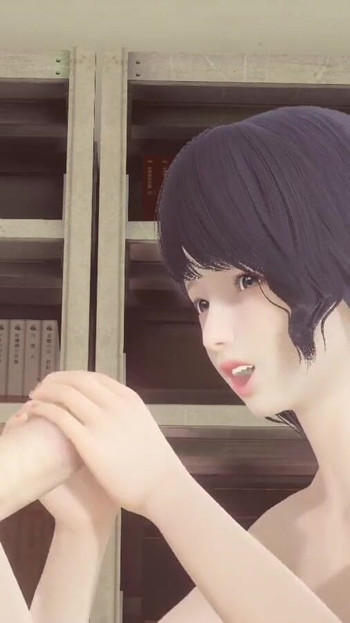 Must-see moment from "Hentai Uncensored - Futanari cum in Shoko's face in library"