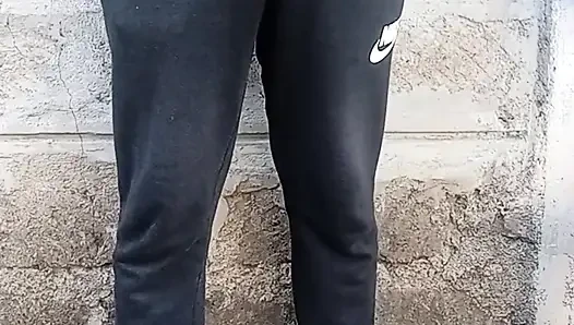 Big black ass bottom riding his dildo outside
