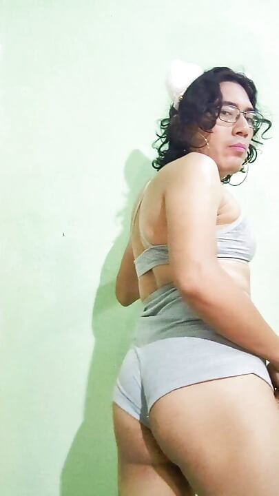 In shors and mini skirt