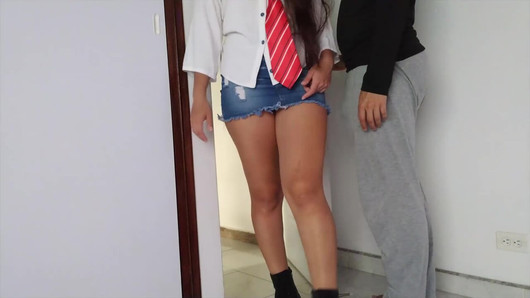 After the RBD concert my best friend's girlfriend visits me so I can fuck her standing in her miniskirt