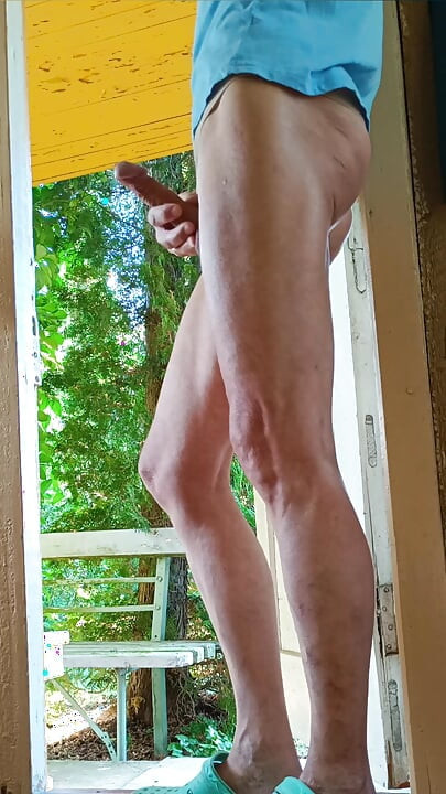 Jerking off on the threshold with the doors open. 1
