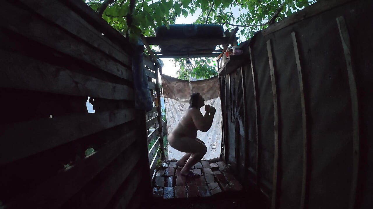 Tanya in Distant Peeping View Outdoor Village Shower