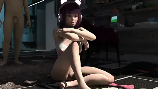 Süßes mädchen von einem jungen in 3D-3d Geschichte verführt